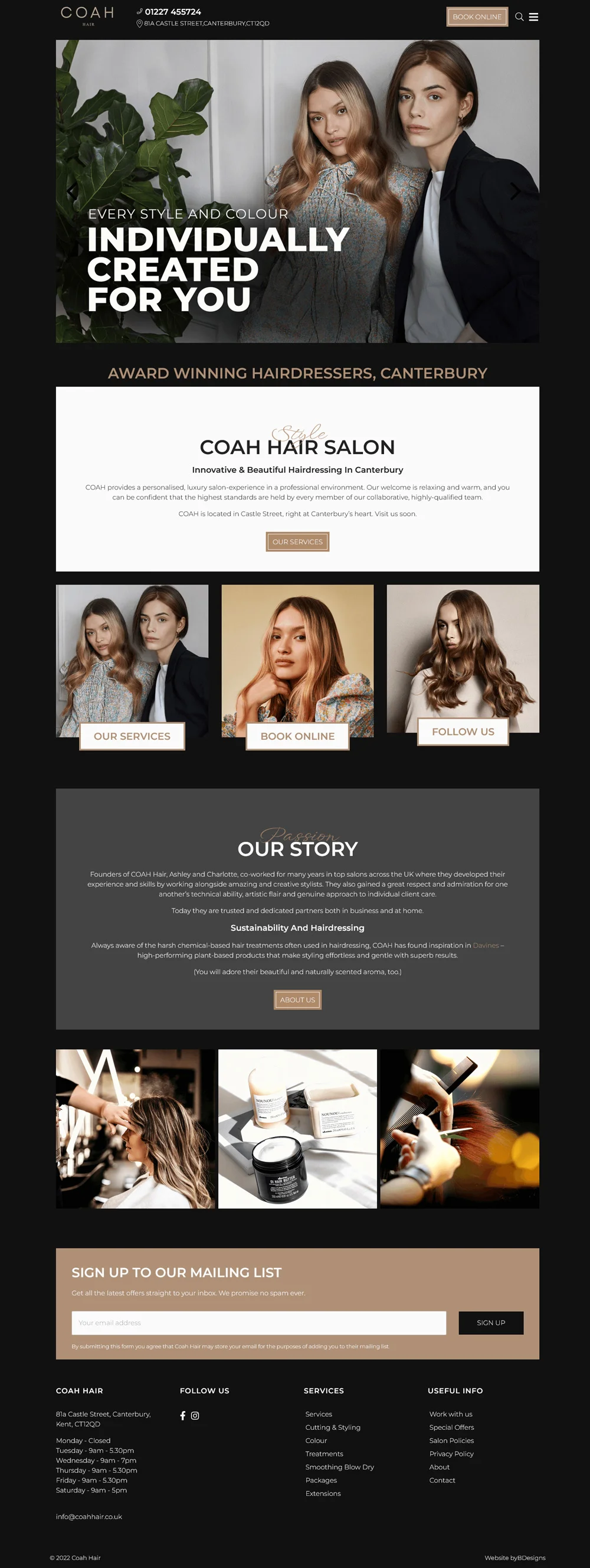 Coah Hair hairdressers website design