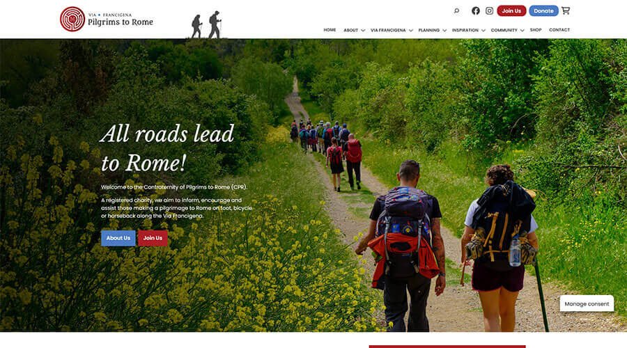 Web Design for Pilgrims to Rome Charity