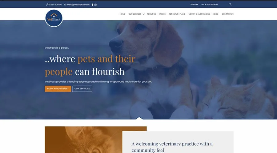 Web Design for VetShack Veterinary Practice Chartham, Kent by Bridget Designs