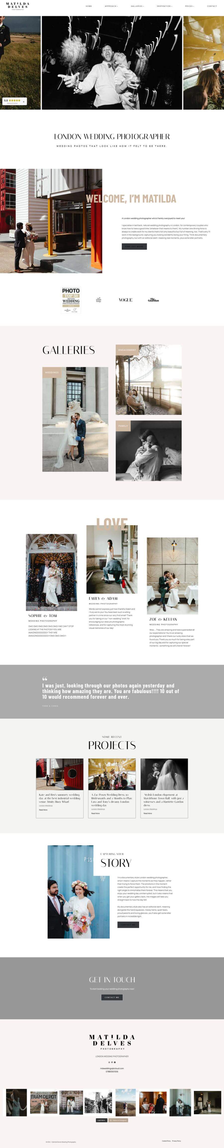 Wedding Photography Website - Matilda Delves